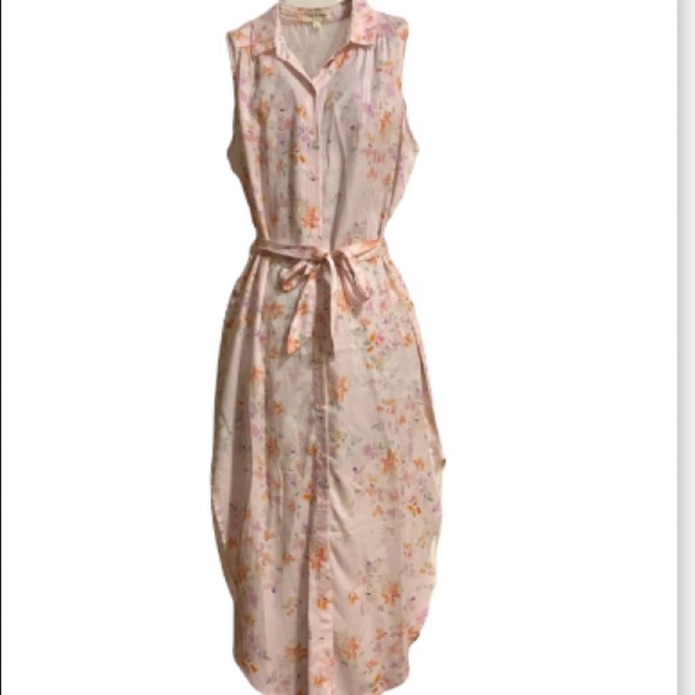Cloth & Stone Pastel Watercolor Floral Tencel Sleeveless Dress Sz Med (NWOT)